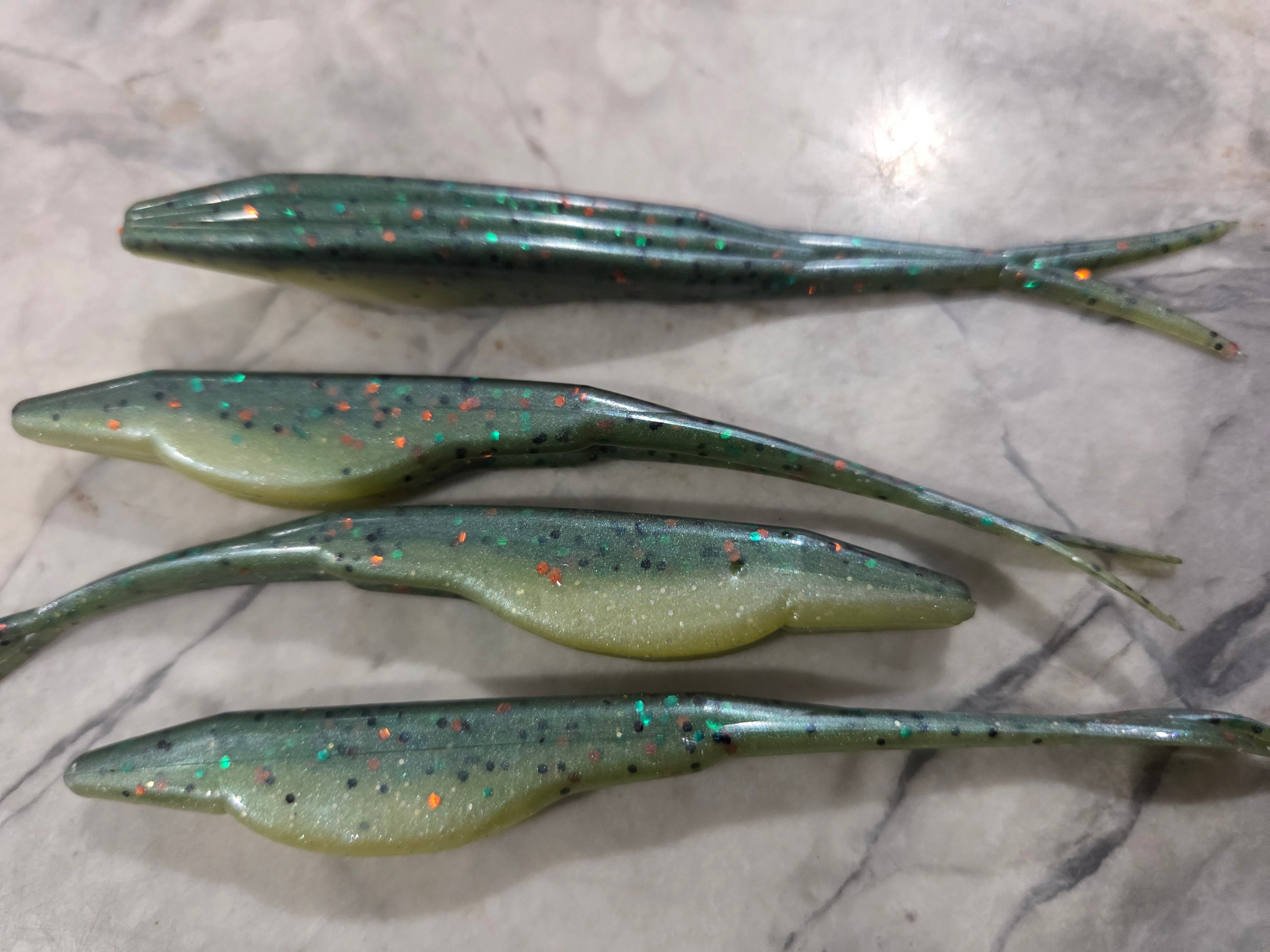 5" Fork tail fluke great action many colors inside