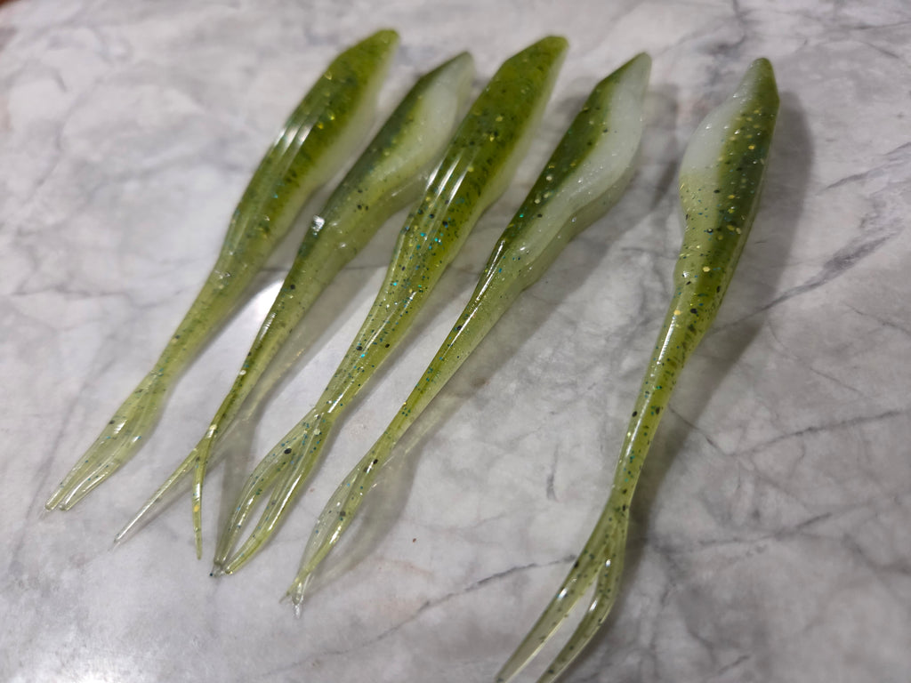 5" Fork tail fluke great action many colors inside