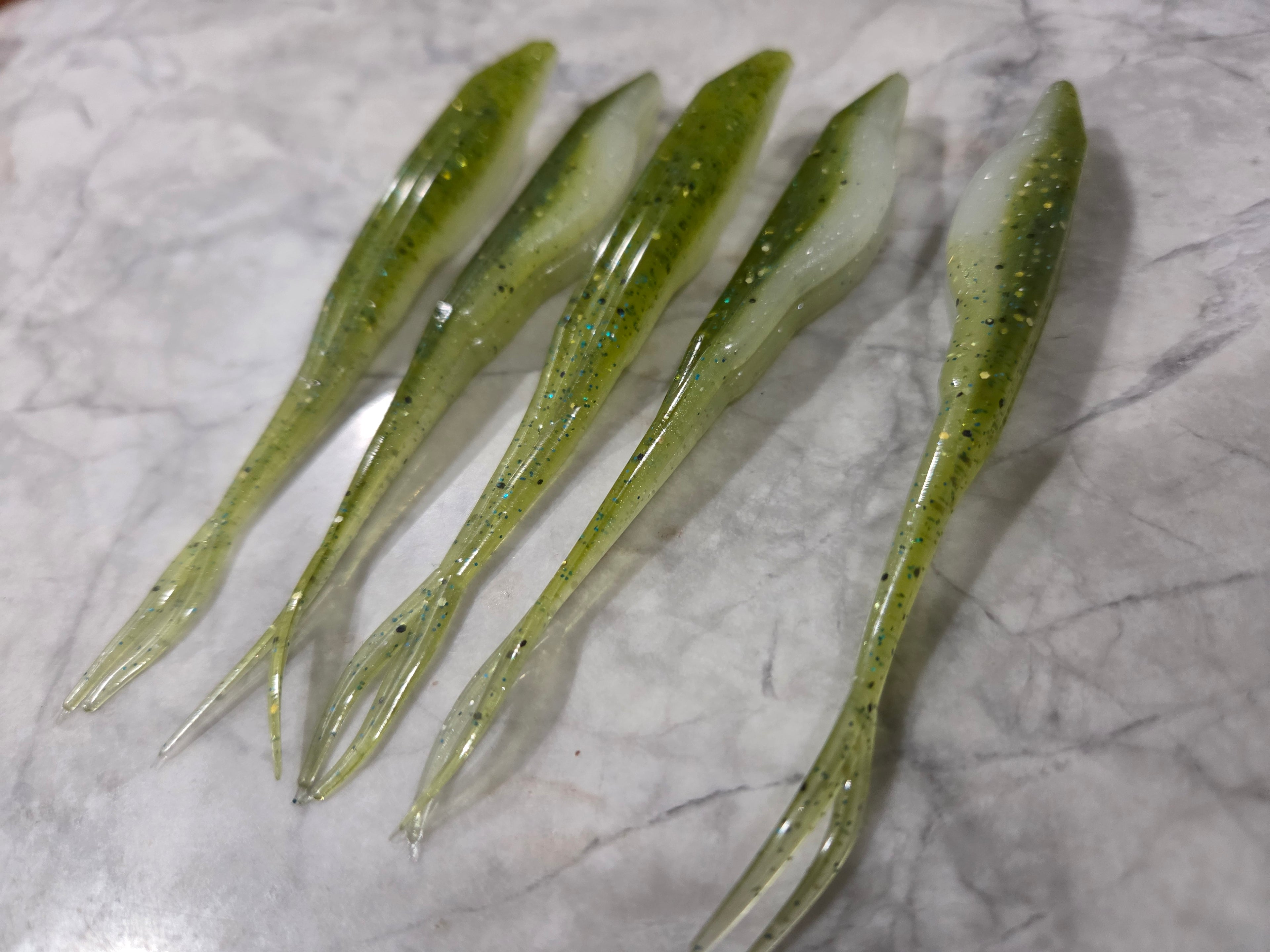 5" Fork tail fluke great action many colors inside