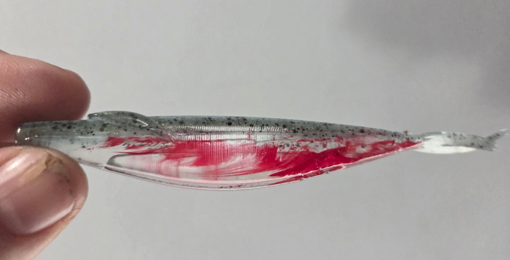 5 inch Saka Shad limited run Bass Skin Blood Bellys