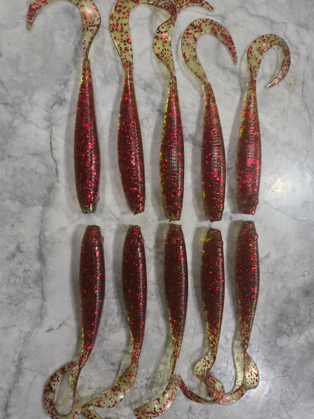 5" Curly Tail Detailed Shad 10pc SPECIAL LIMITED OFFER !!