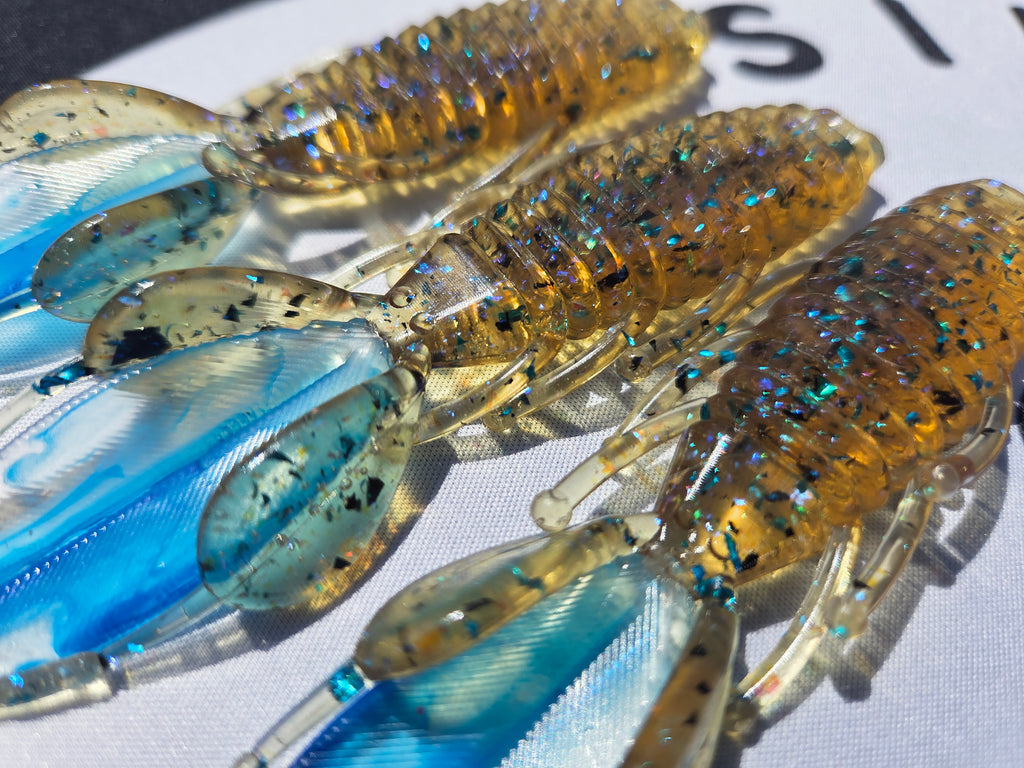 4" Blue blood stingers. ALSO IN JUNEBUG,LIME AND RED