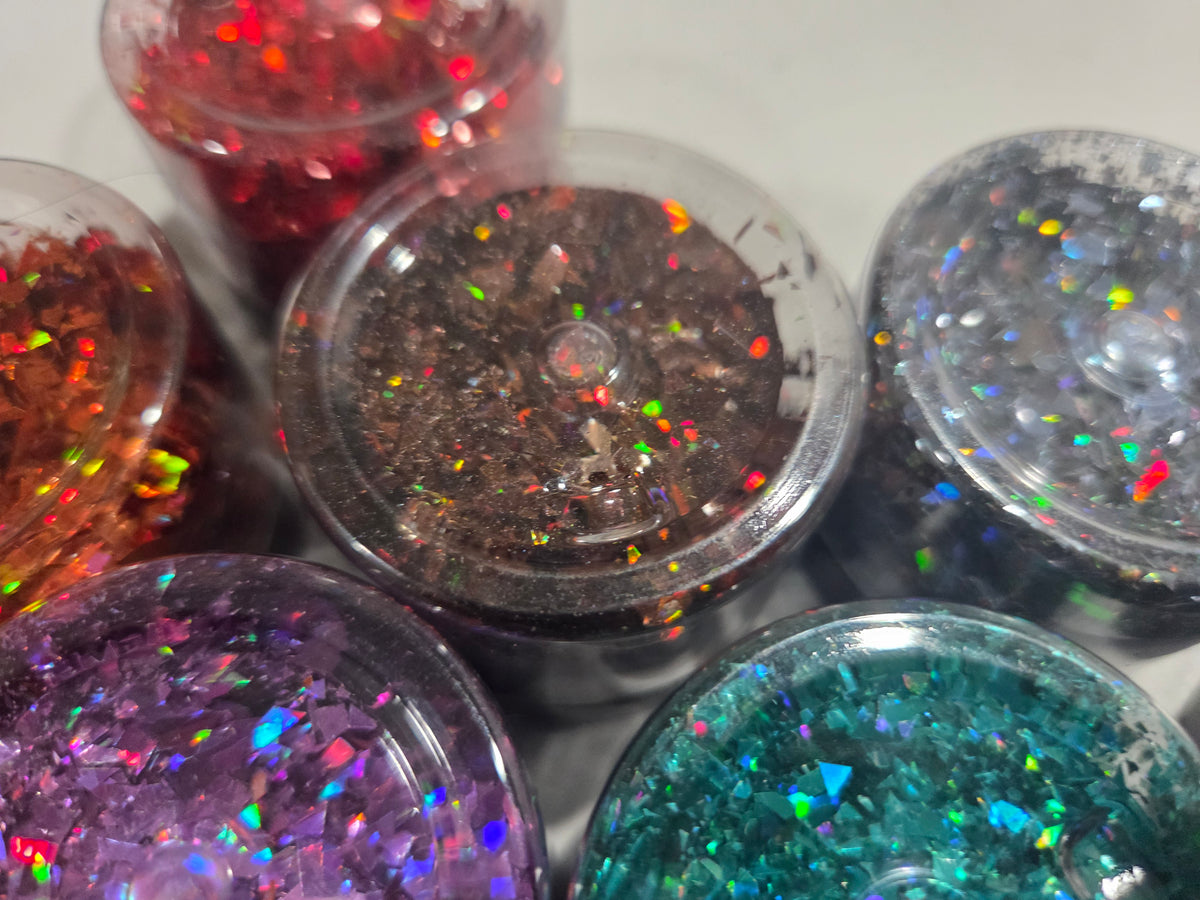 20pc shattered glass glitter and house powders