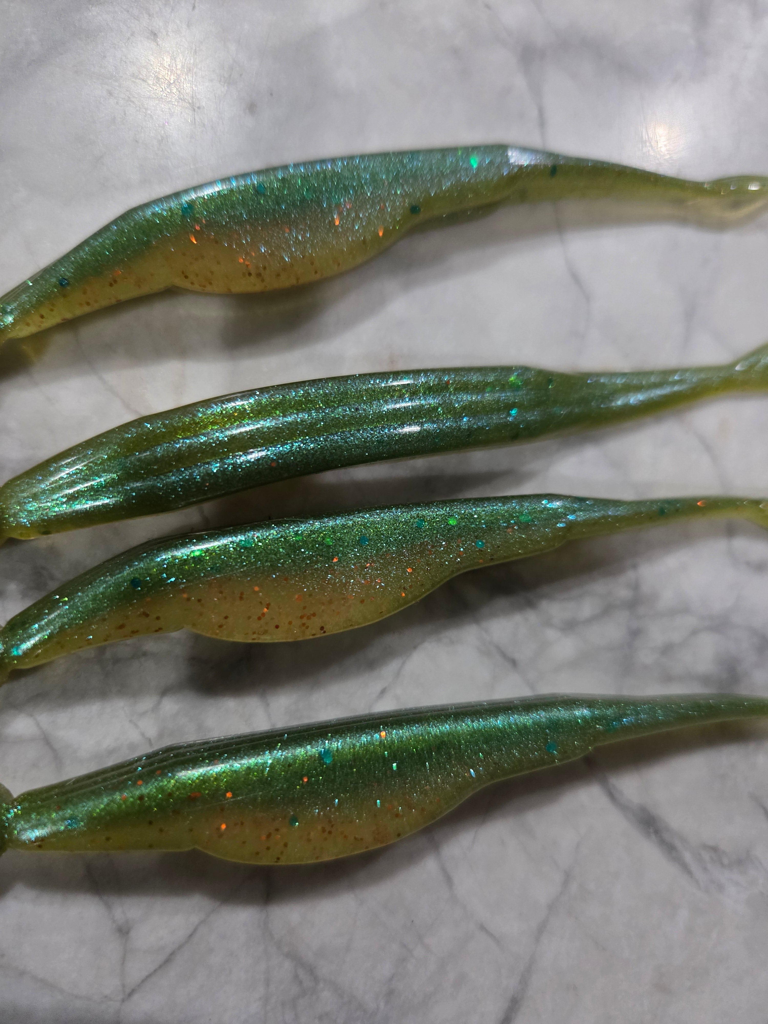 5" Fork tail fluke great action many colors inside